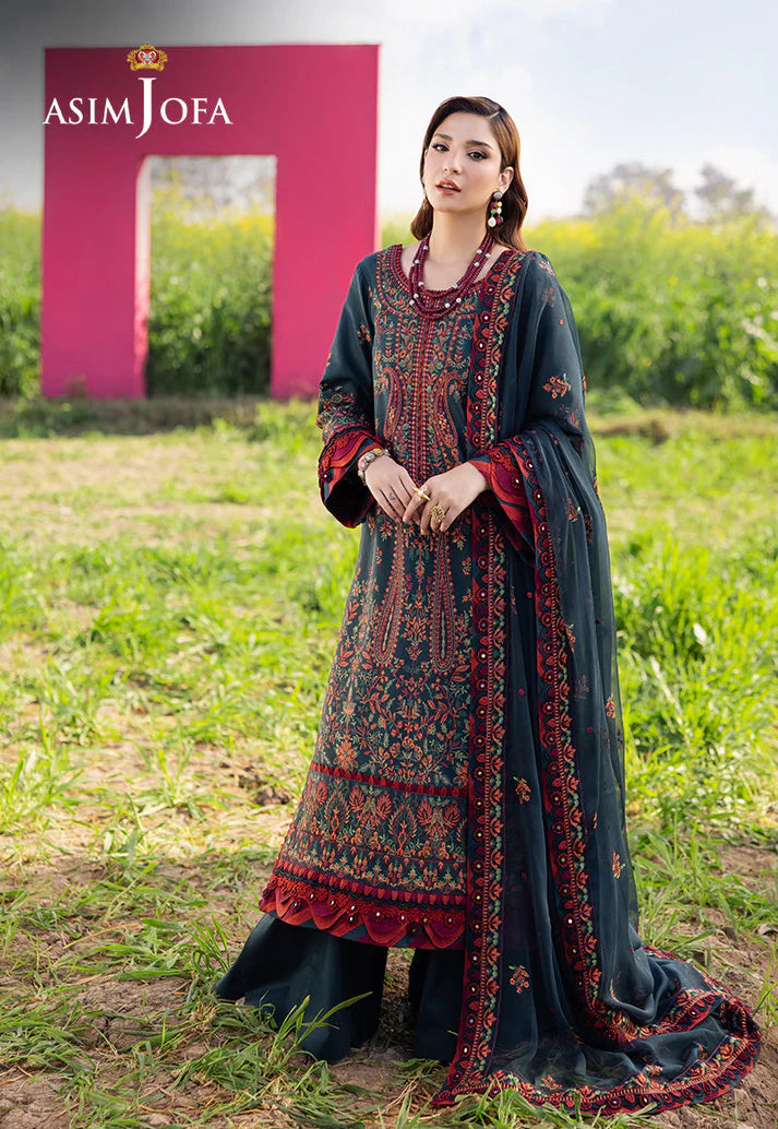 AsimJofa - Summer 3PC Lawn Embroidered Suit - VL1401