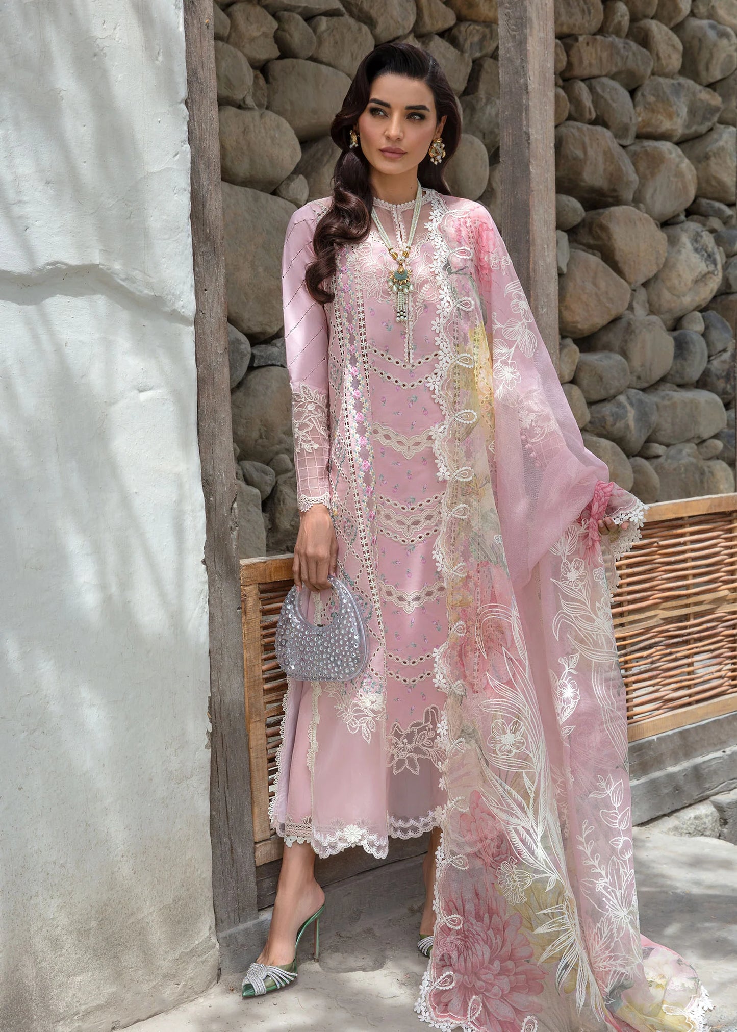 Crimson - 3PC Lawn Chikenkari Embroidered Shirt - VL1037