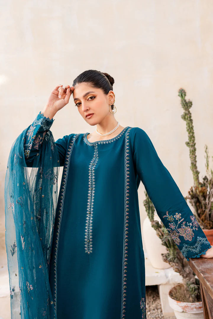 3PC Lawn Embroidered Shirt With Chiffon Embroidered Dupatta VL709