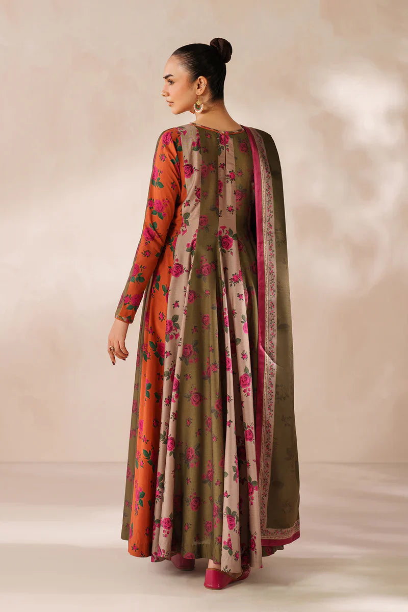 Baroque - Winter 3PC Frock Style Karandi Digital Print Dress - VL1180