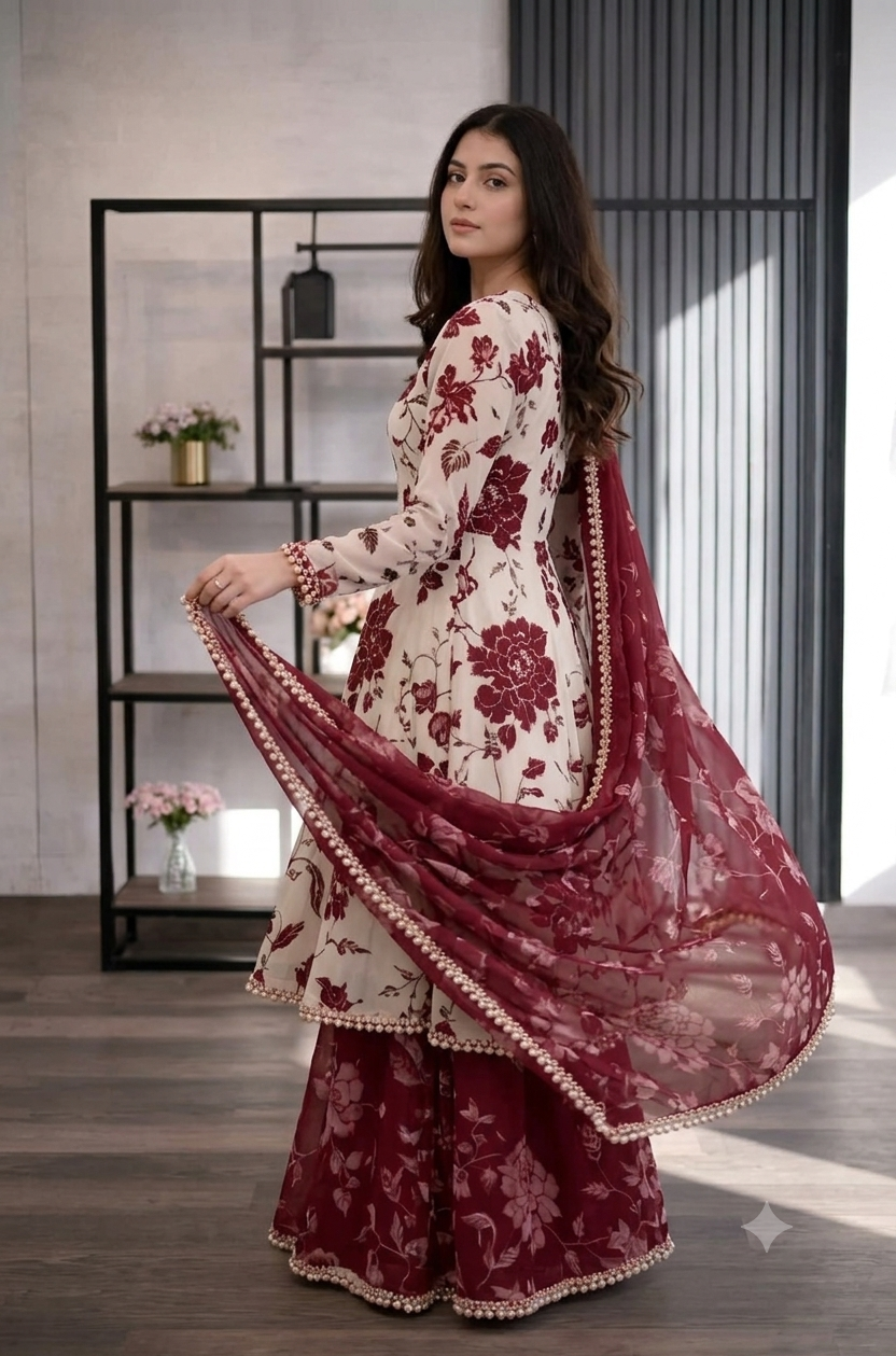 Veezal - 3 piece Lawn frock style Printed suit - VL1471