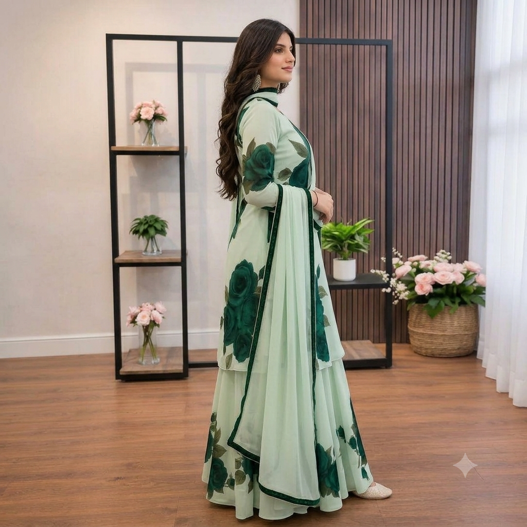 Veezal - 3 piece Lawn frock style Printed suit - VL1481