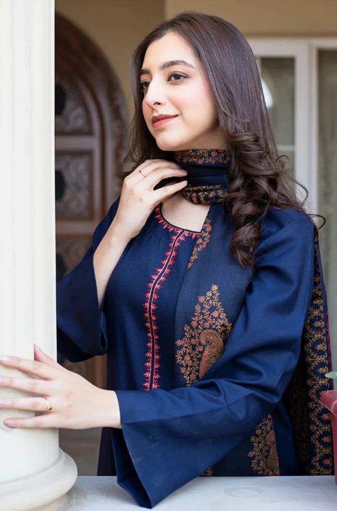 Asling - Winter 3PC Dhanak Embroidered Suit - VL1109