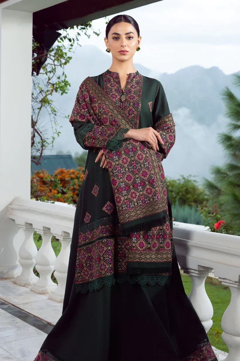 Bareeze Unstitched 3pcs Embroidered Dhanak Suit with Heavy Embroidered Shawl - VL1126