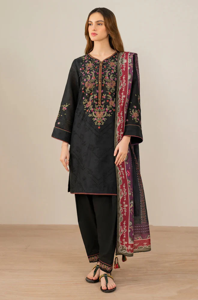 Maria B - 3PC Dhanak ChickenKari Embroidered Suit - VL929