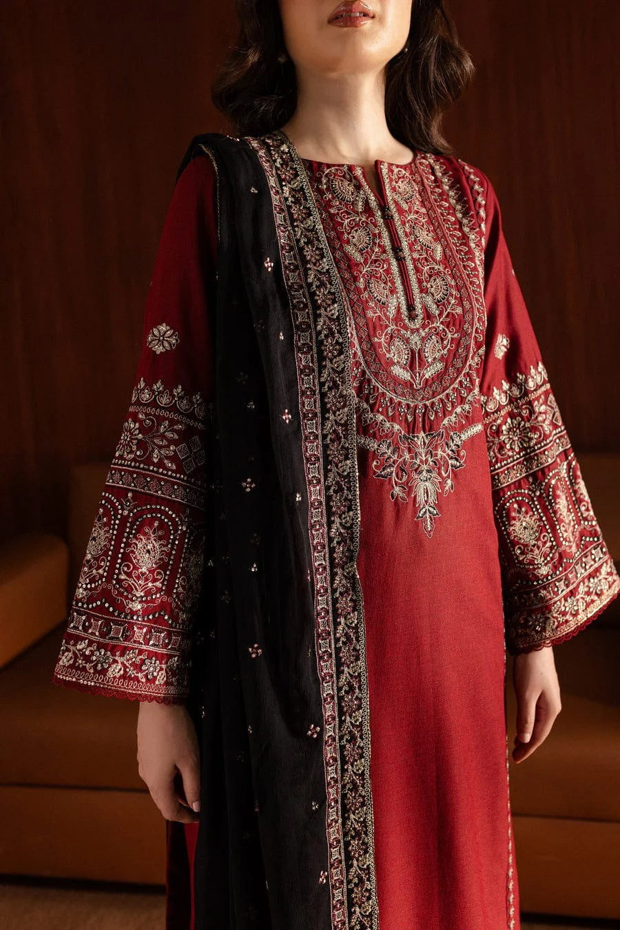 Bareeze Unstitched 3pcs Embroidered Dhanak Suit with Heavy Embroidered Shawl - VL1153