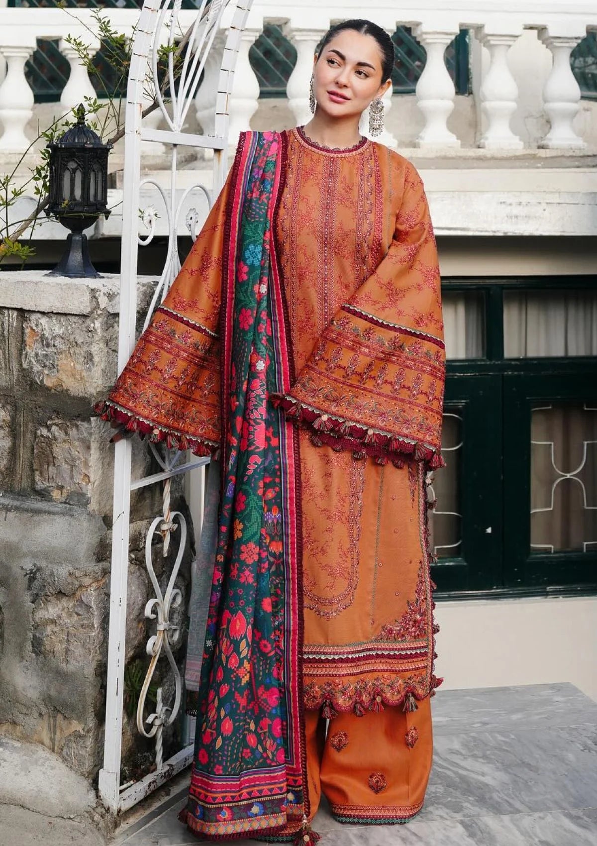 Hussain Rehar - 3PC Dhanak Chickenkari Embroidered Suit - VL1137