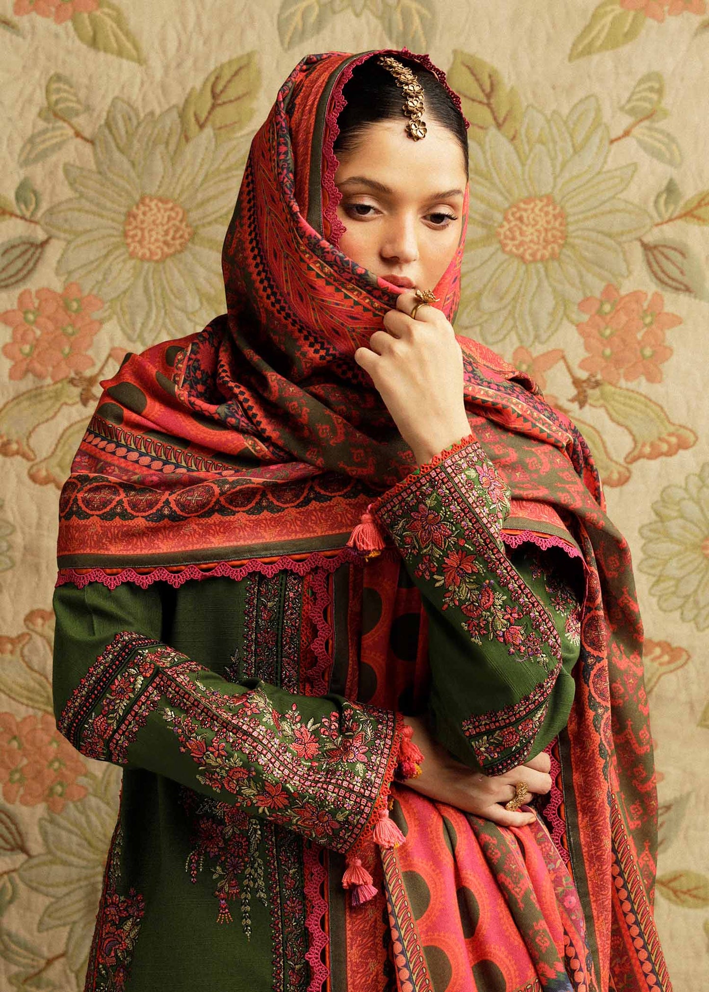 Rehan Rehar 3 Piece Embroidered Dhanak Suit - VL1233