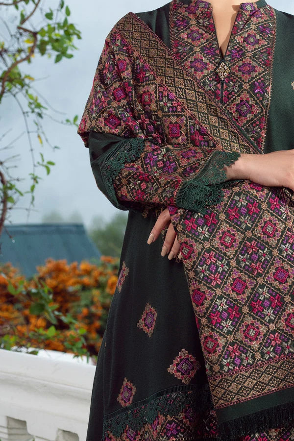 Bareeze Unstitched 3pcs Embroidered Dhanak Suit with Heavy Embroidered Shawl - VL1126