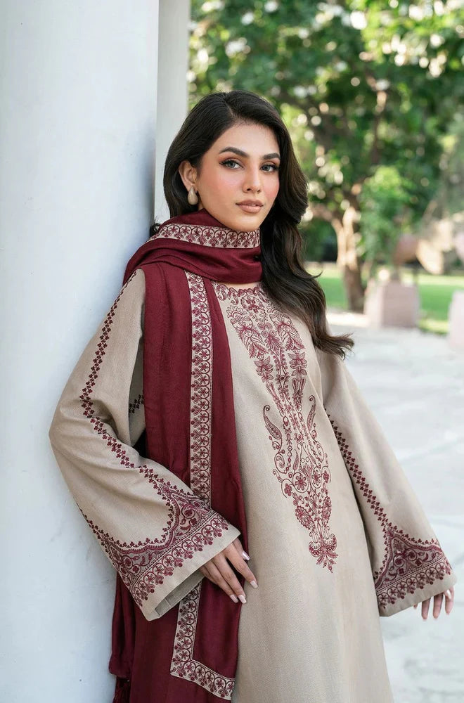 Baroque - 3PC Dhanak Embroidered Suit - VL912