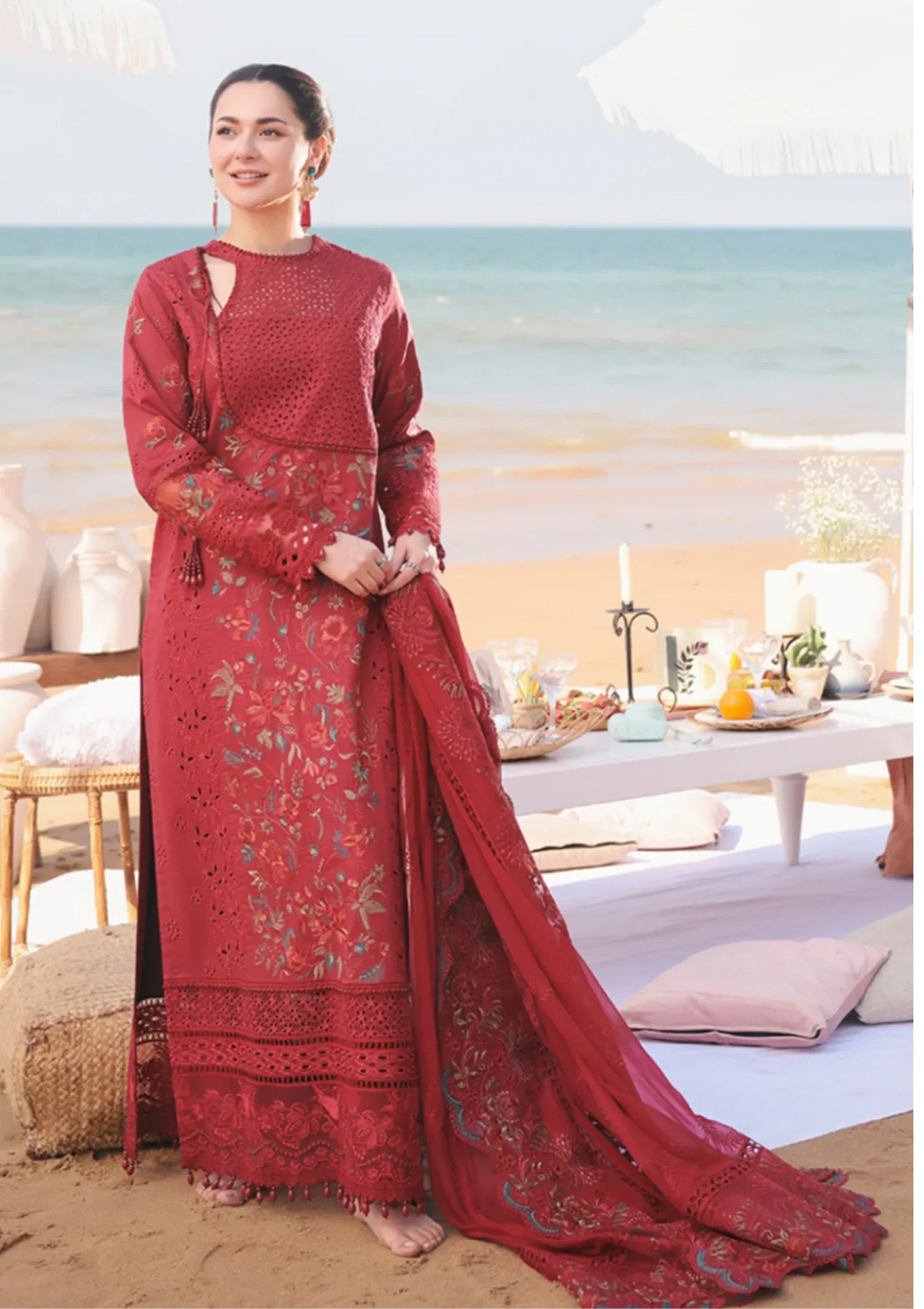 Qalamkar - Dhanak 3-Piece Embroidered Dress - VL1161