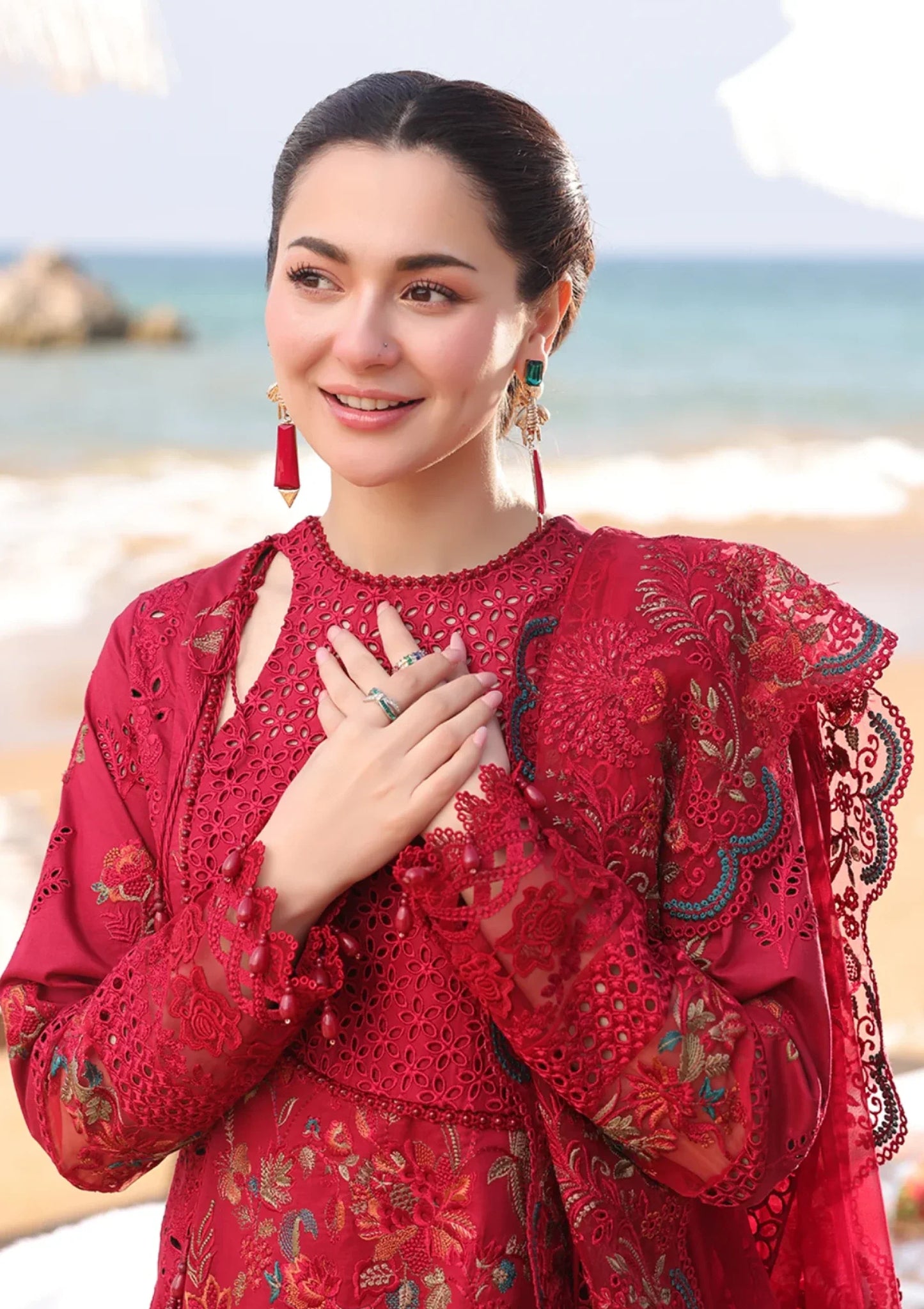 Qalamkar - Dhanak 3-Piece Embroidered Dress - VL1161