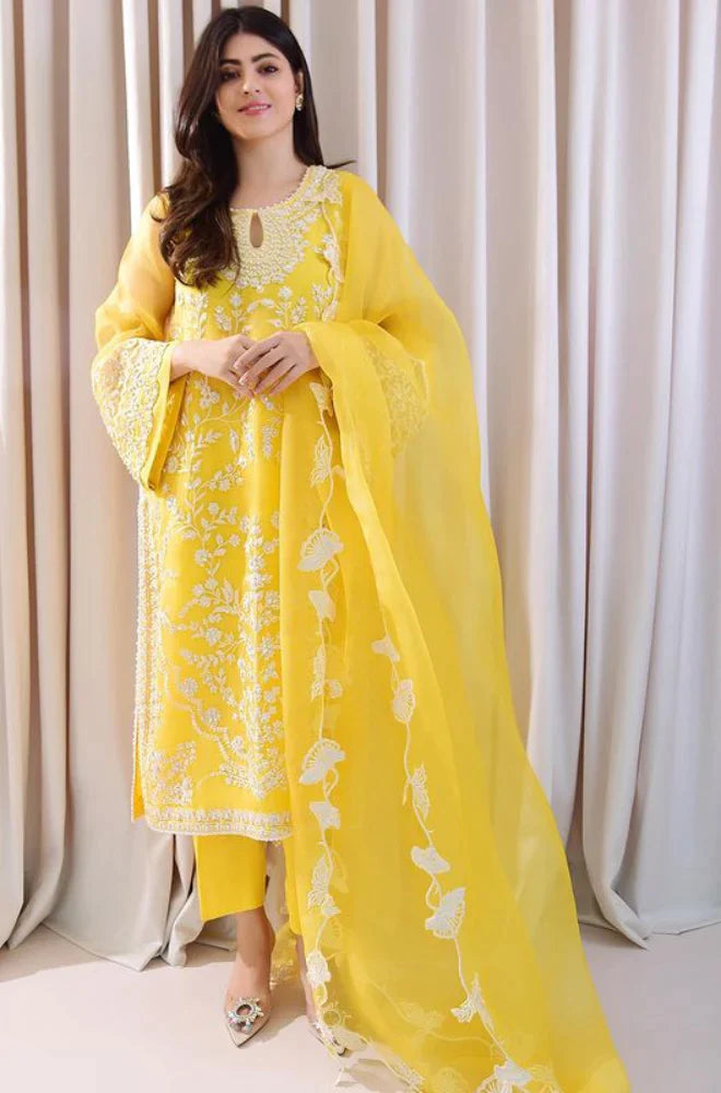 3PC Lawn Embroidered Shirt With Organza Embroidered Dupatta. VL040