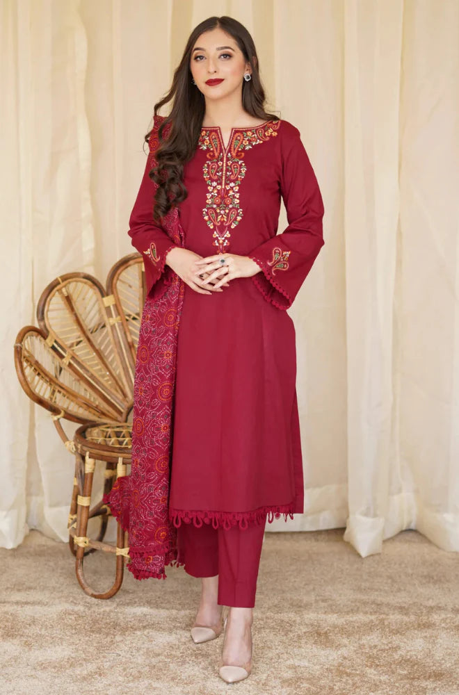 Asling - Winter 3PC Dhanak Embroidered Suit - VL1106