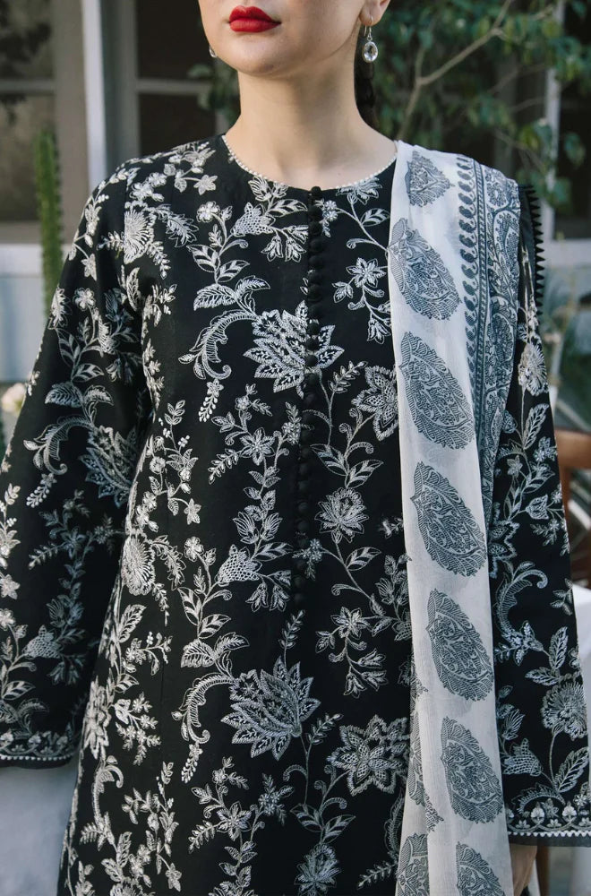 VL480 3PC Dhanak Embroidered Shirt With Printed Wool Shawl