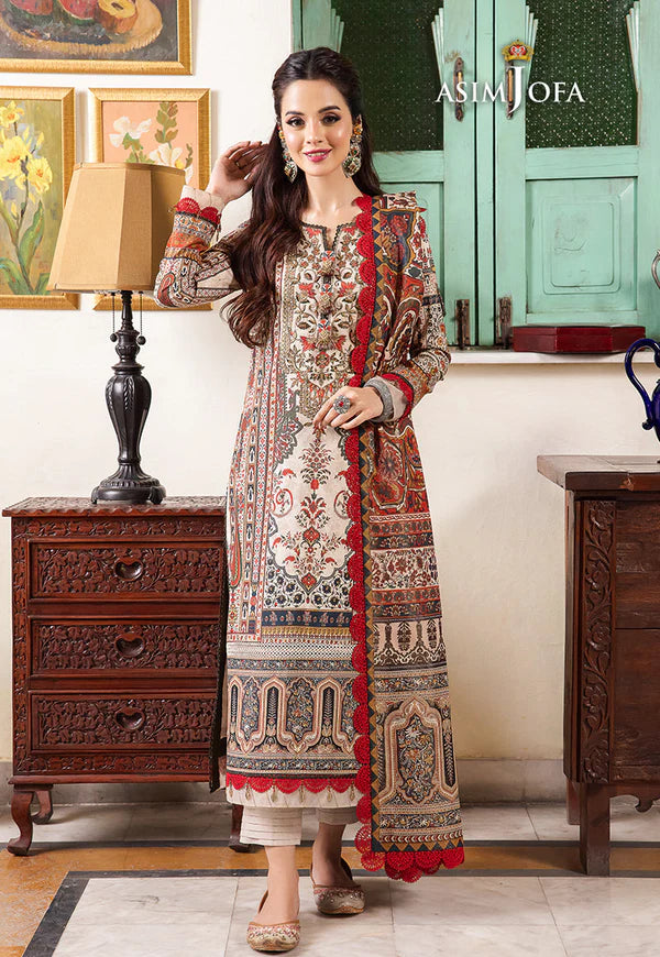 Asim Jofa - Winter 3PC Karandi Digital Print Dress - VL1199