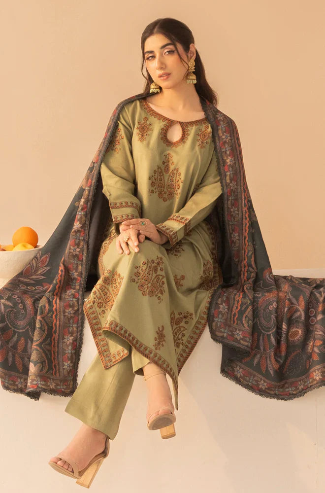 Mohagni - 3PC Dhanak Embroidered Suit - VL1152