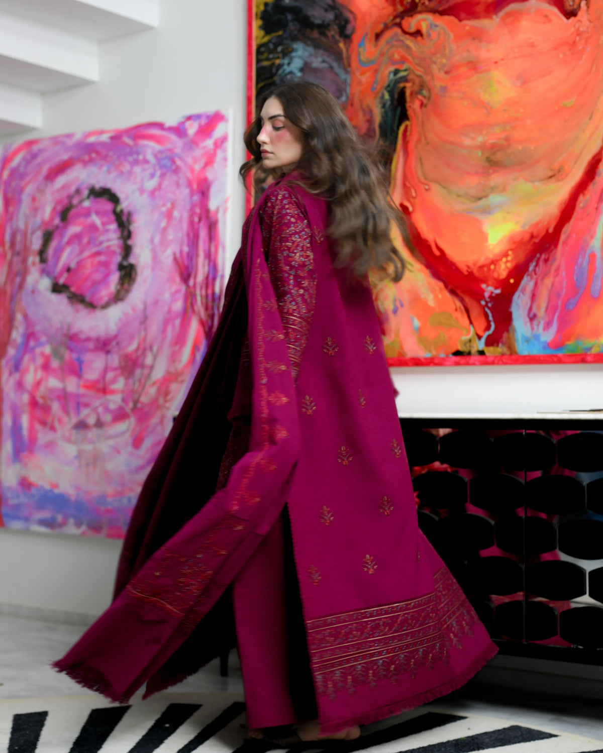 ZAIB - Winter 3PC Dhanak Embroidered Suit - VL 1617