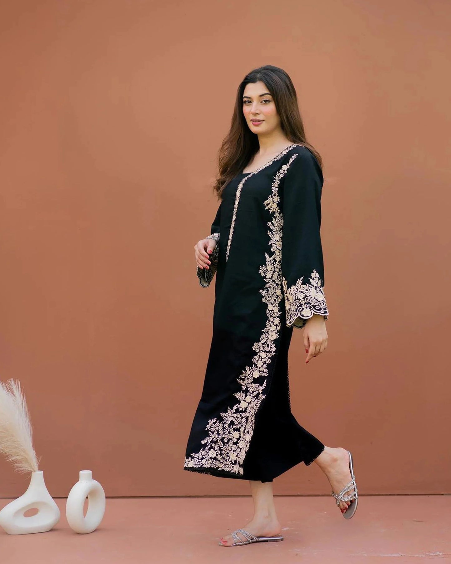 Lajwanti 2Pc Embroidered Dhanak Suite With Fully Embroidered trouser & Patches VL725