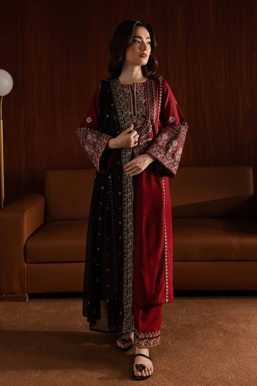 Bareeze Unstitched 3pcs Embroidered Dhanak Suit with Heavy Embroidered Shawl - VL1153