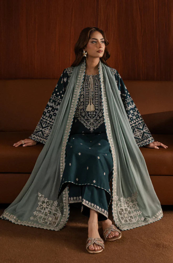 Azure - Winter 3PC Dhanak Embroidered Suit - VL1191