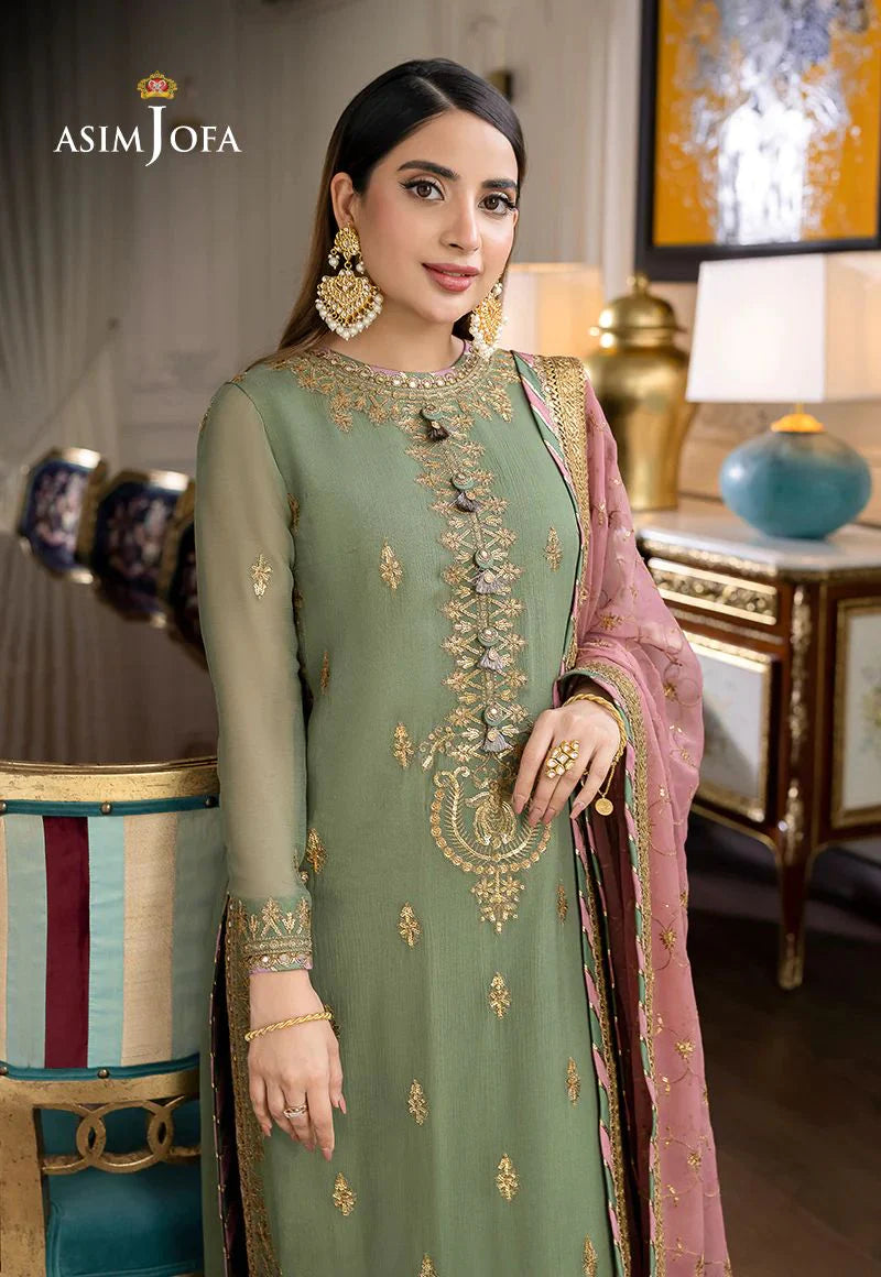 VL634 Asim Jofa, Unstiched 3 piece chiffon suit
