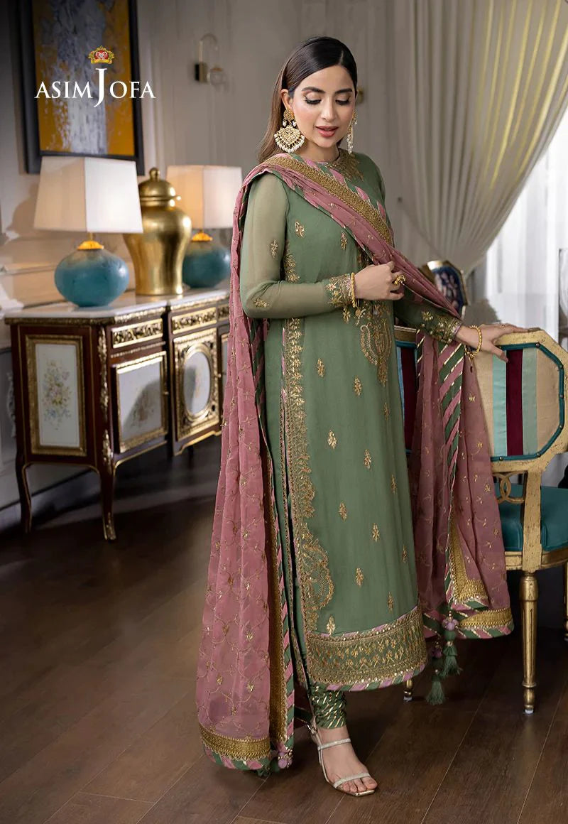 VL634 Asim Jofa, Unstiched 3 piece chiffon suit