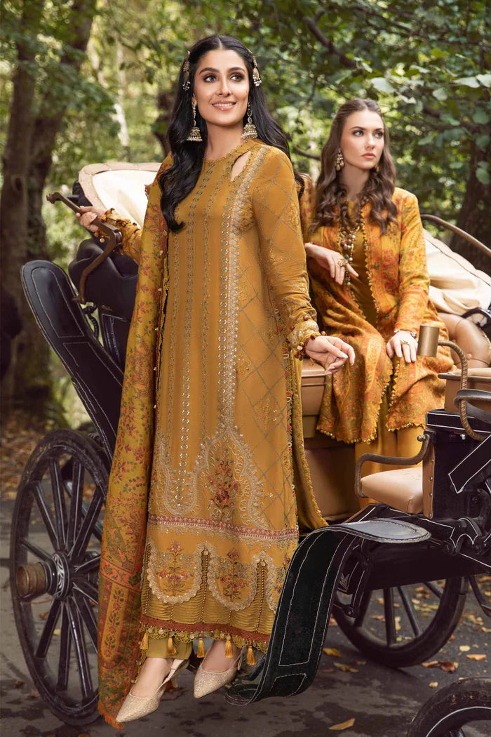 MARIA B 3PC Embroidered Dhanak with Digital Printed Wool Shawl - VL1113