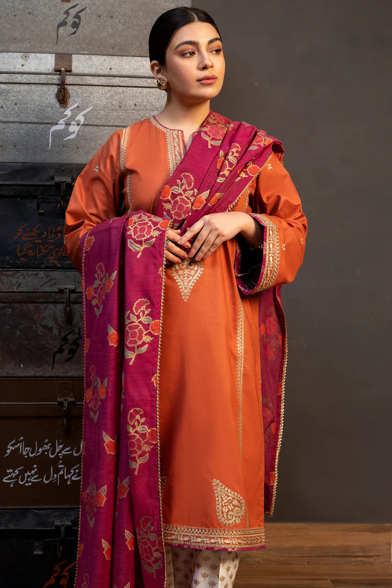 VL863 3pcs Shirt embroidered Sleeve embroidered Dhanak embroidered shawl