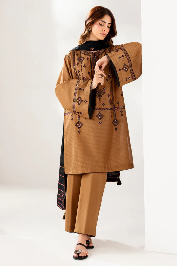 Baroque - 3PC Dhanak Embroidered Suit - VL1130