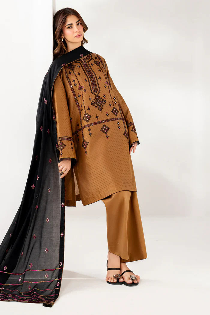Baroque - 3PC Dhanak Embroidered Suit - VL1130