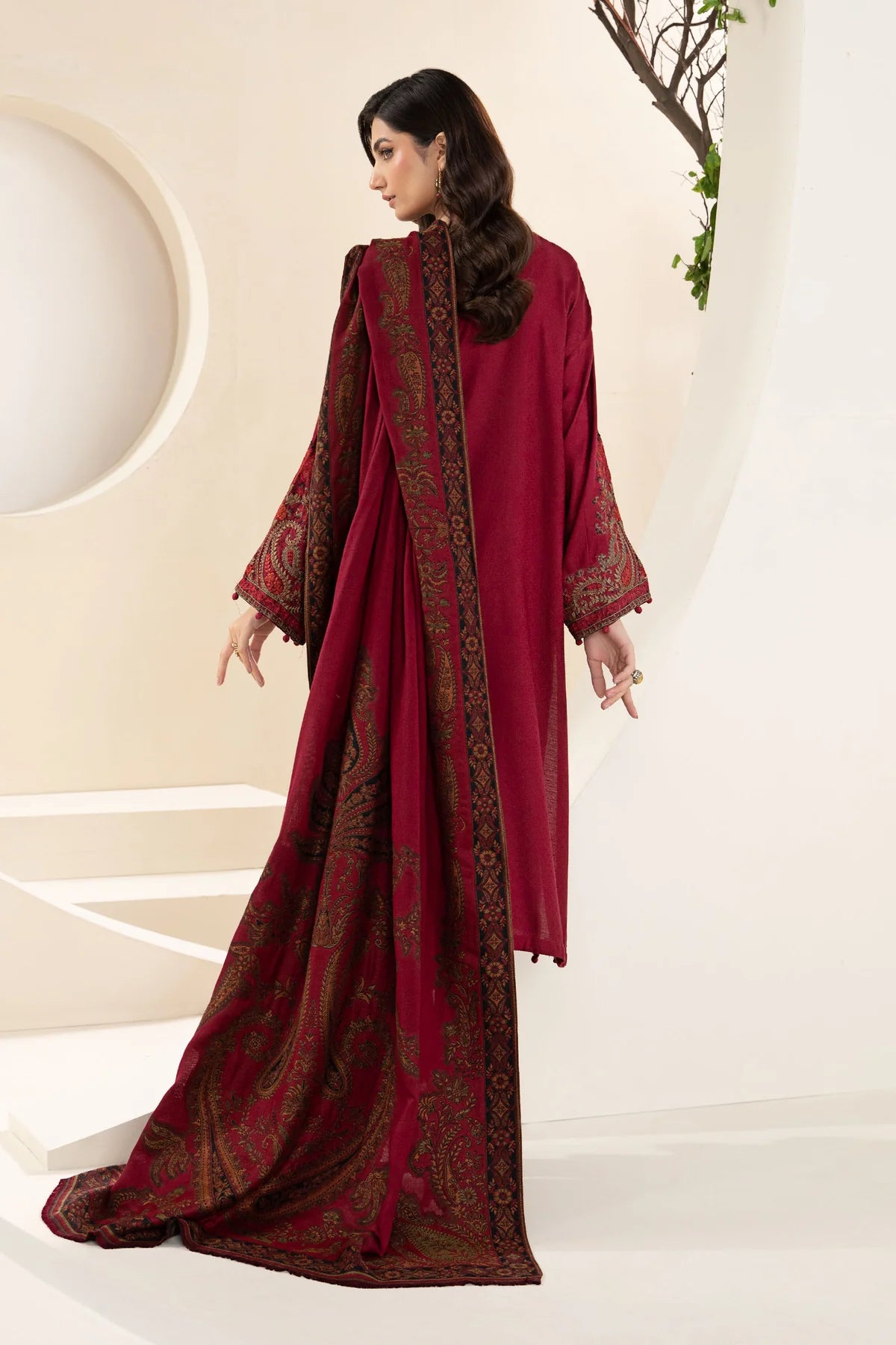 VL658/2 3PC Khaddar Embroidered Suit with Printed Wool Shawl