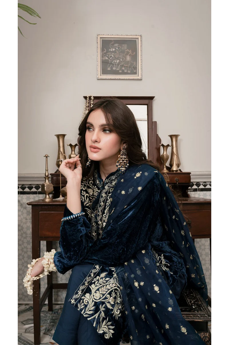Jazmin - Embroidered Velvet 3-Piece Dress - VL984