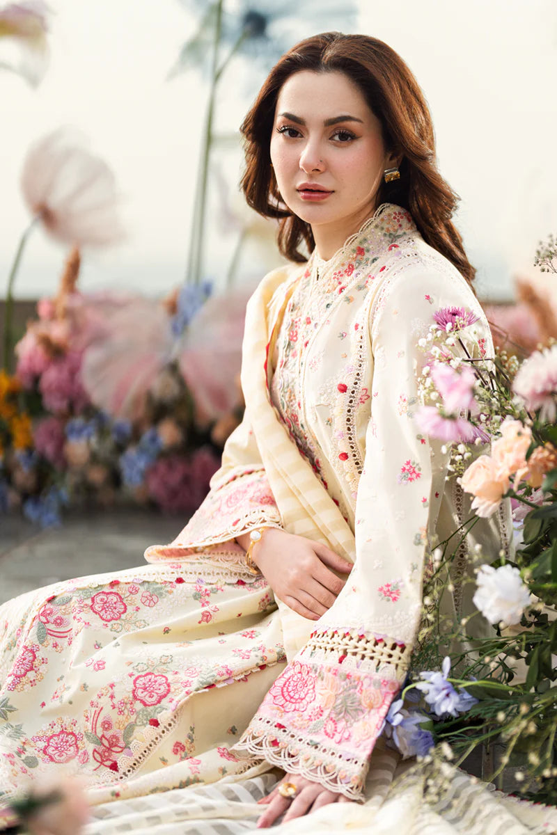 Chikenkari Qalamkar Embroidered Lawn Three Piece - VL1042