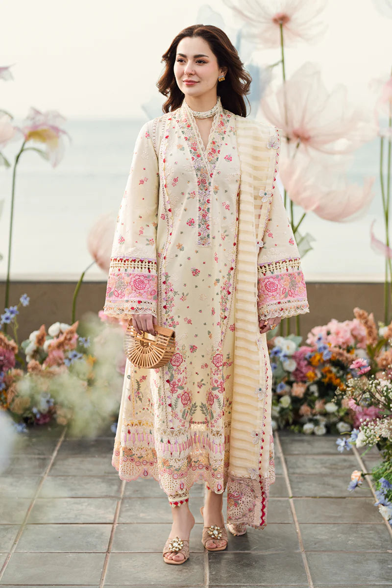 Chikenkari Qalamkar Embroidered Lawn Three Piece - VL1042