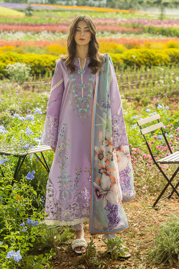 Maria B - 3PC Dhanak Chickenkari Embroidered Suit - VL1029