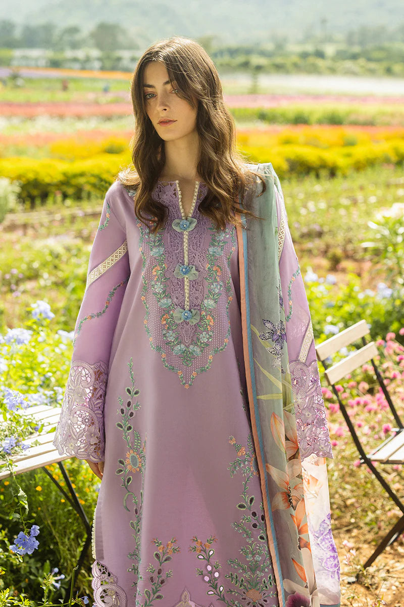 Maria B - 3PC Dhanak Chickenkari Embroidered Suit - VL1029