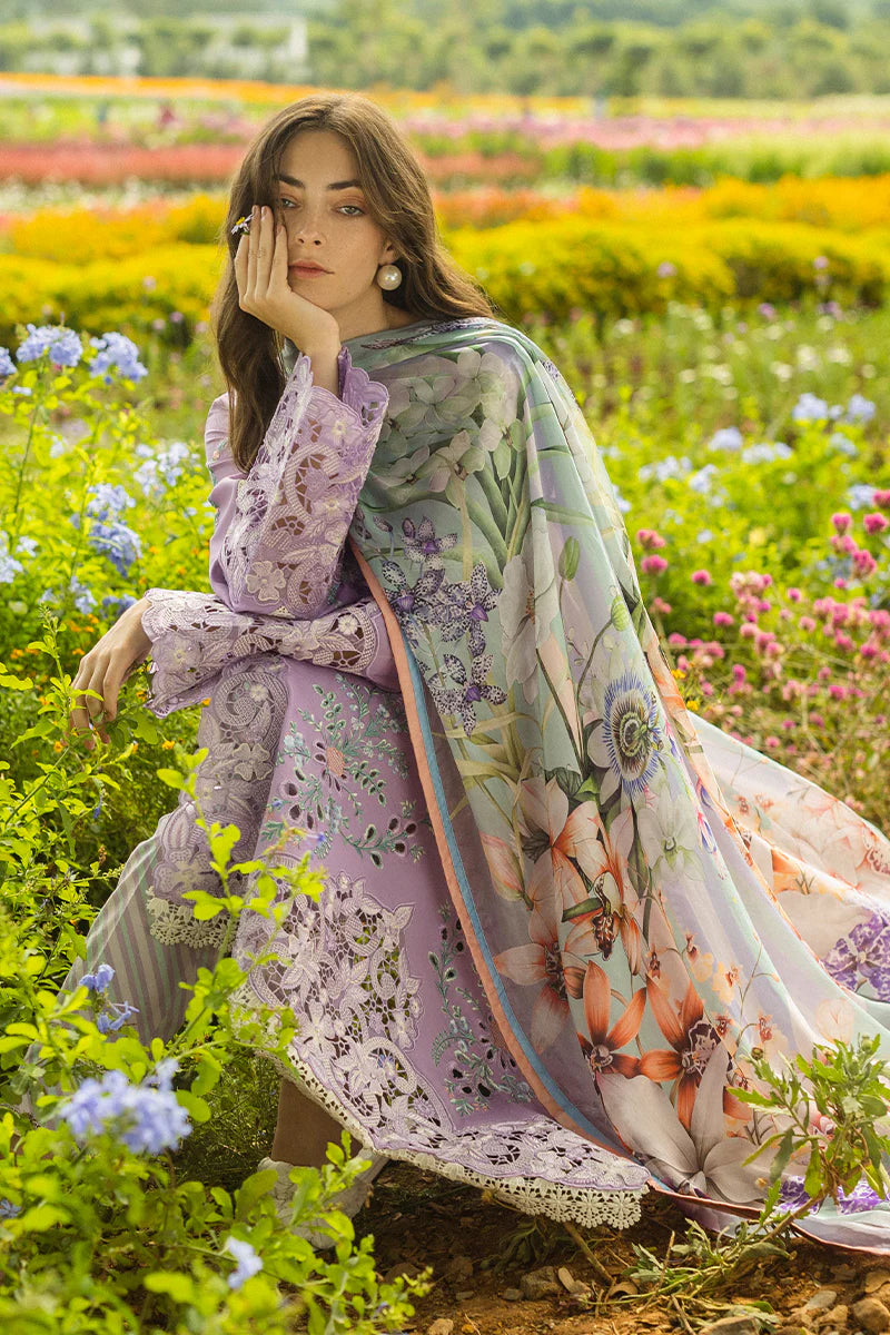 Maria B - 3PC Dhanak Chickenkari Embroidered Suit - VL1029