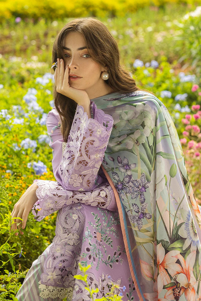 Maria B - 3PC Dhanak Chickenkari Embroidered Suit - VL1029