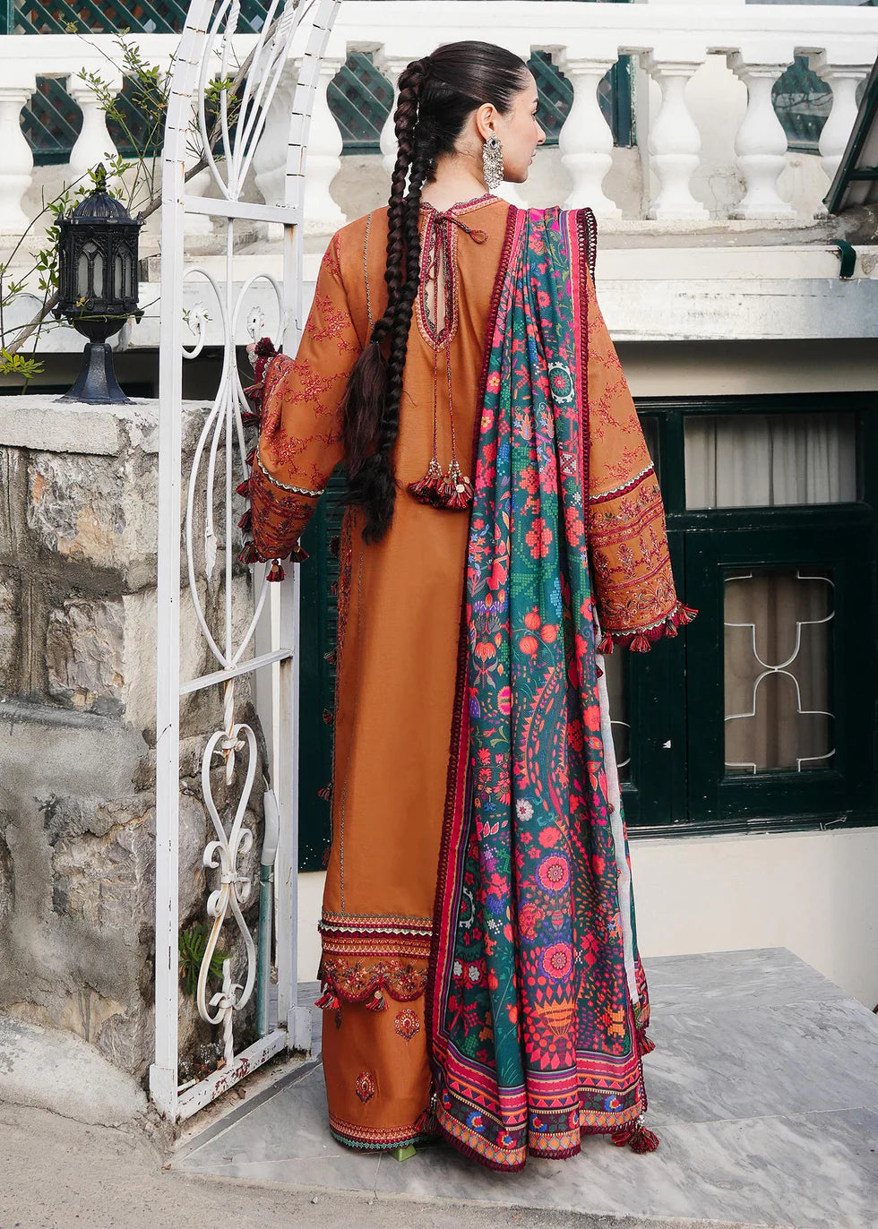 Hussain Rehar - 3PC Dhanak Chickenkari Embroidered Suit - VL1137