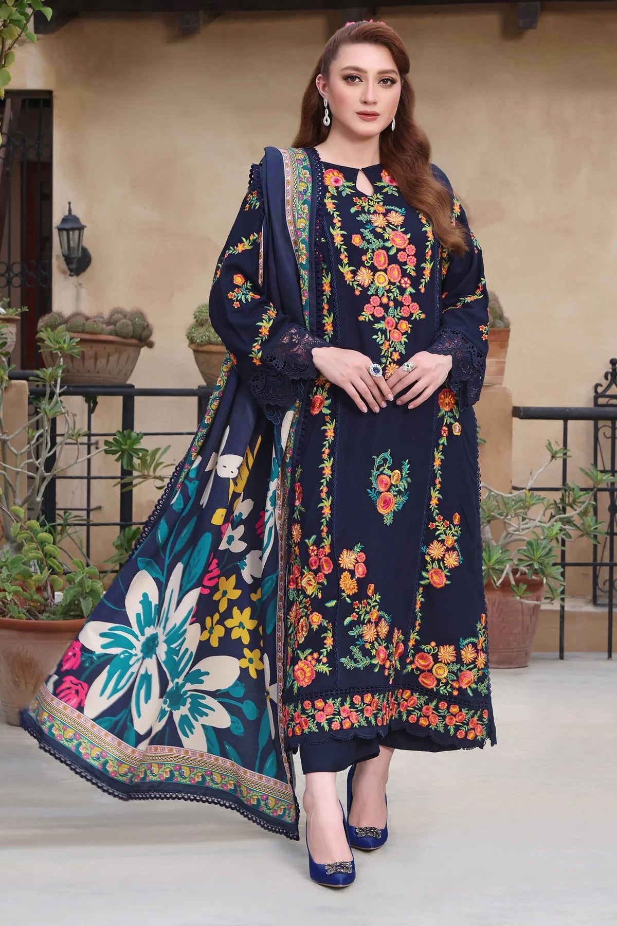 Asim Jofa, unstitched 3 piece Lawn sequence embroidered suit - VL1332