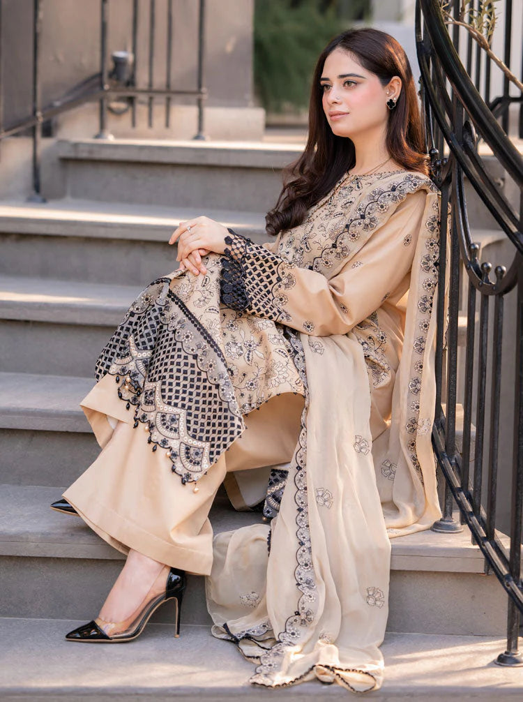 Jade - 3PC Dhanak Chickenkari Embroidered Suit - VL1035