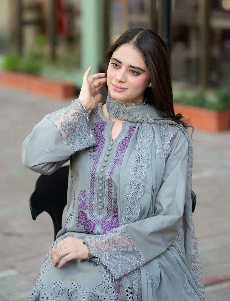 Mushq - 3PC Lawn ChickenKari Embroidered Suit - VL1022