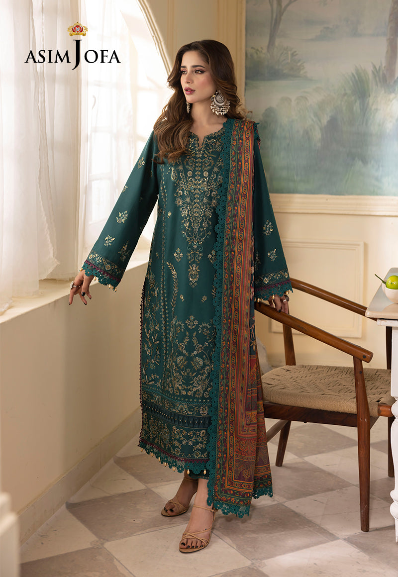 Asim Jofa, unstitched 3 piece embroidered winter suit - VL1140