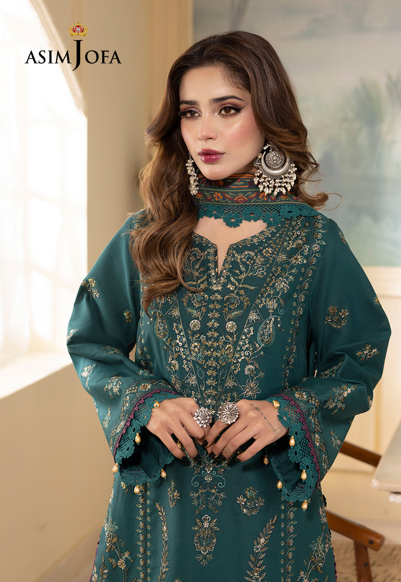 Asim Jofa, unstitched 3 piece embroidered winter suit - VL1140
