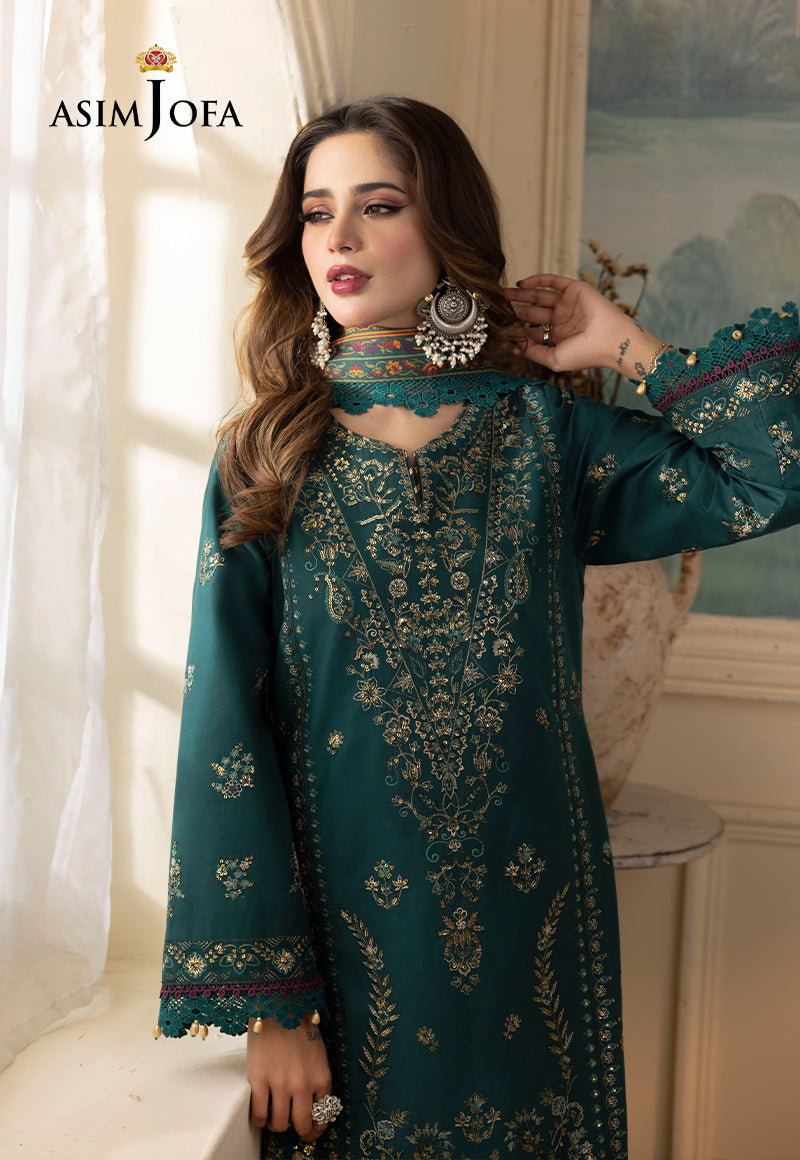 Asim Jofa, unstitched 3 piece embroidered winter suit - VL1140