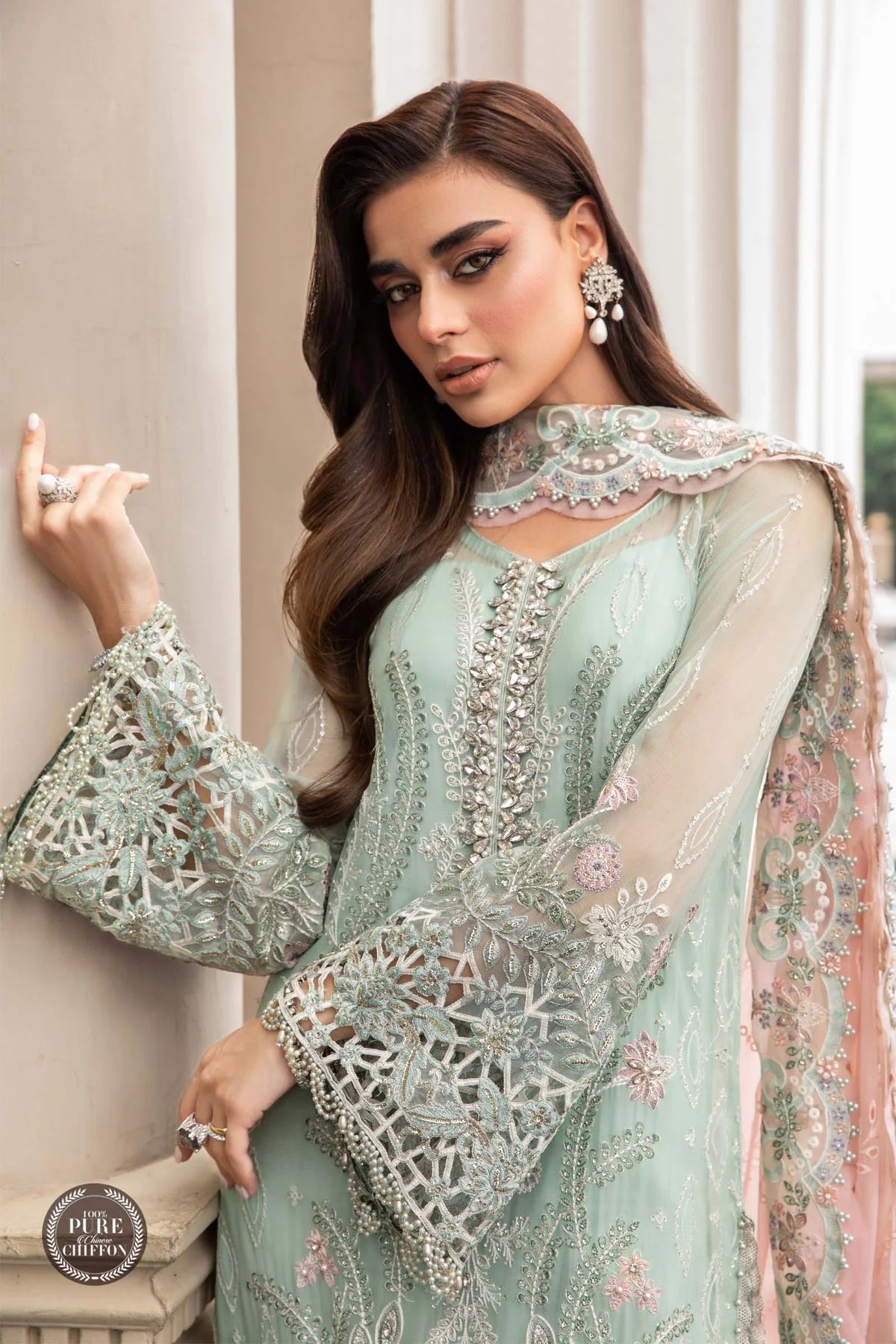 3PC Organza Heavy Embroidered Shirt With Embroidered Organza Dupatta VL906