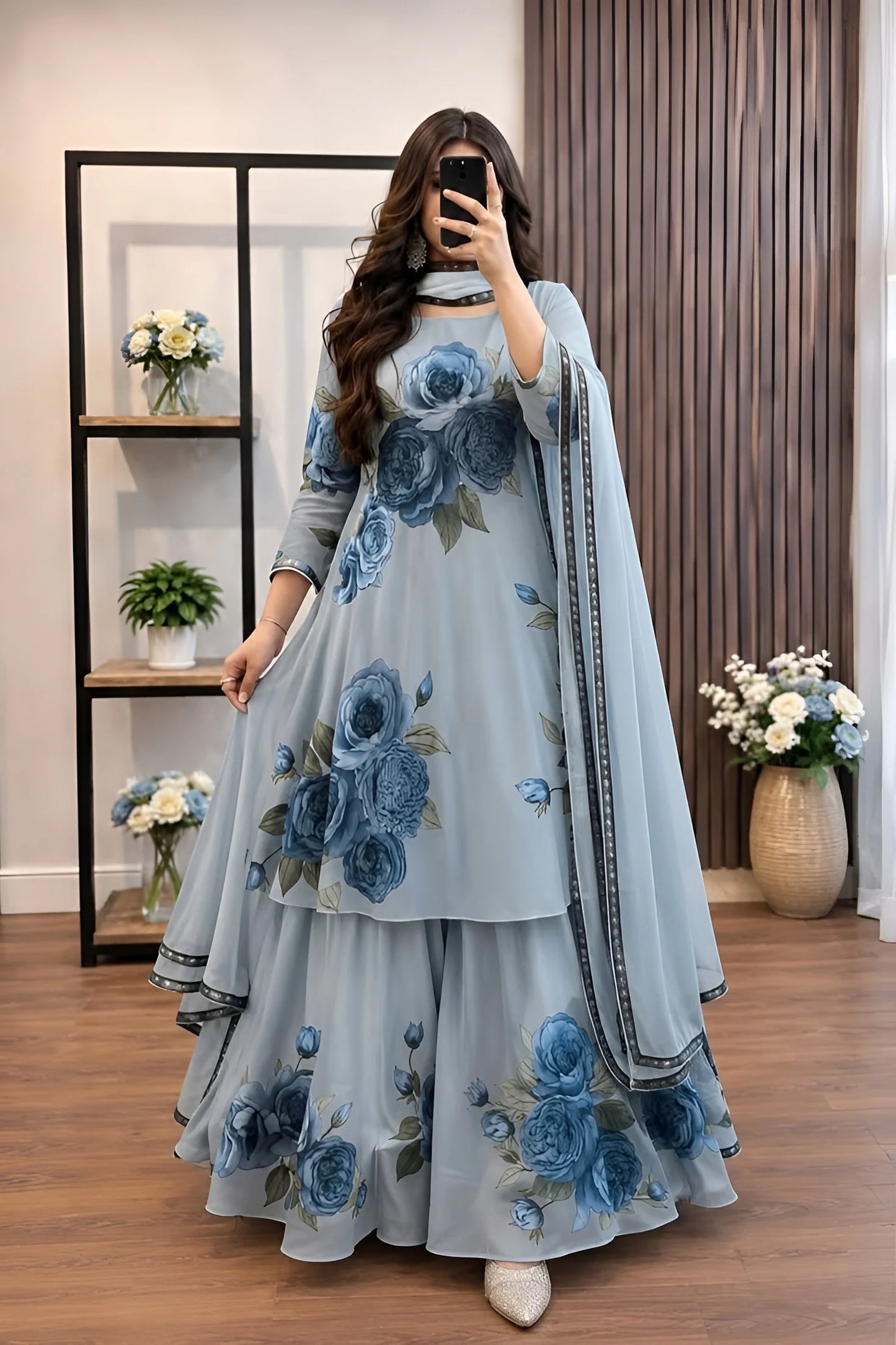 Veezal - 3 piece Lawn frock style Printed suit - VL1478