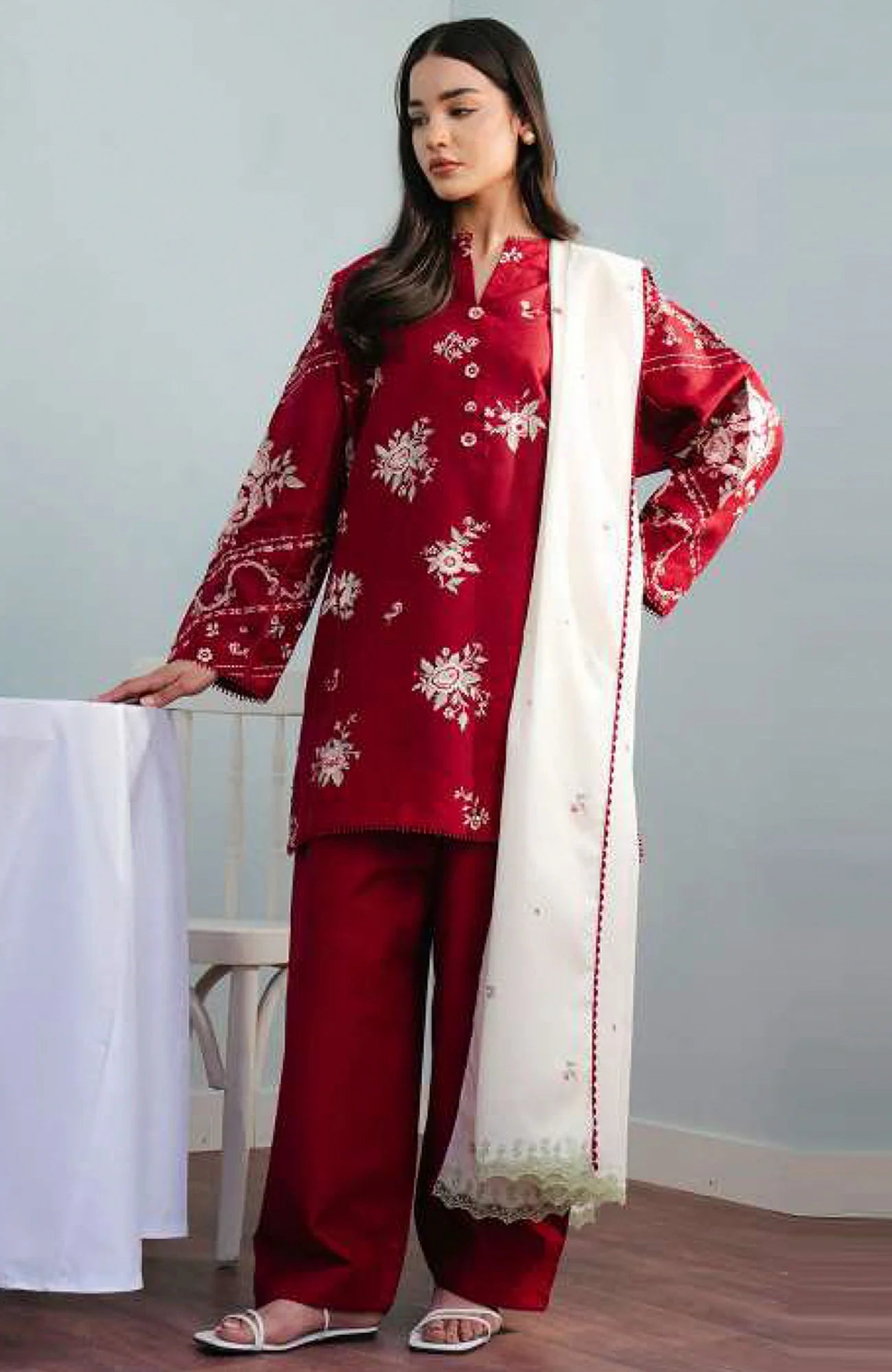 Baroque - 3PC Lawn Embroidered Suit - VL1049