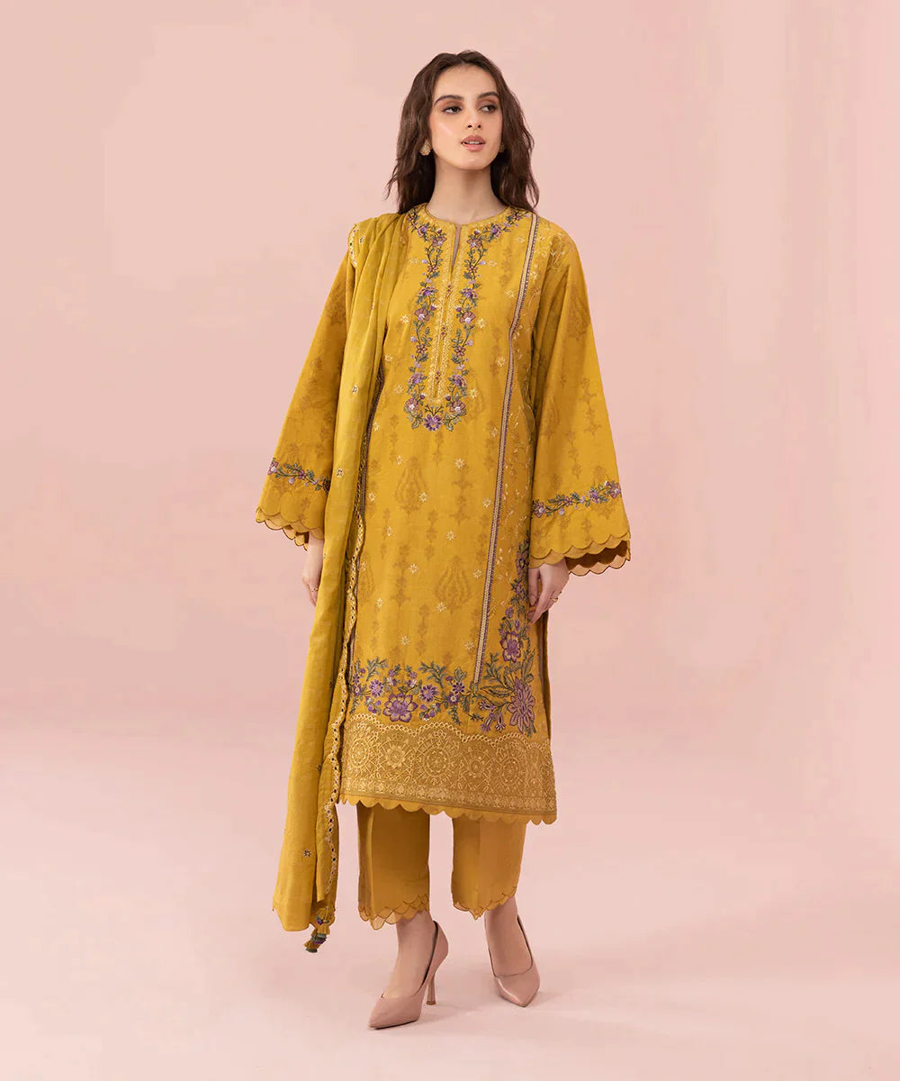 Lawn Heavy Embroidered Shirt With Chiffon Dupatta. VL661